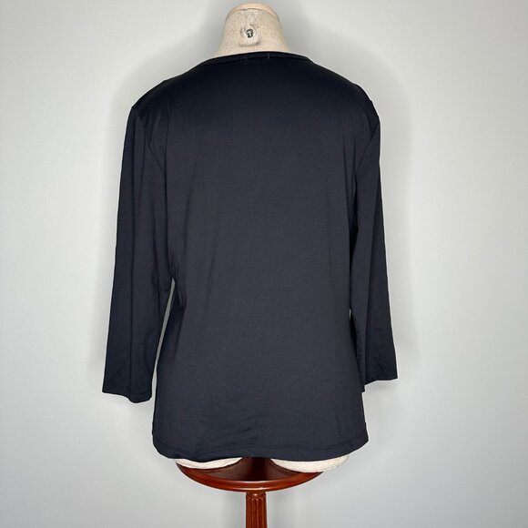 J. McLaughlin Women's Long Sleeve Crew Neck Top Black Size Large - Picture 2 of 6